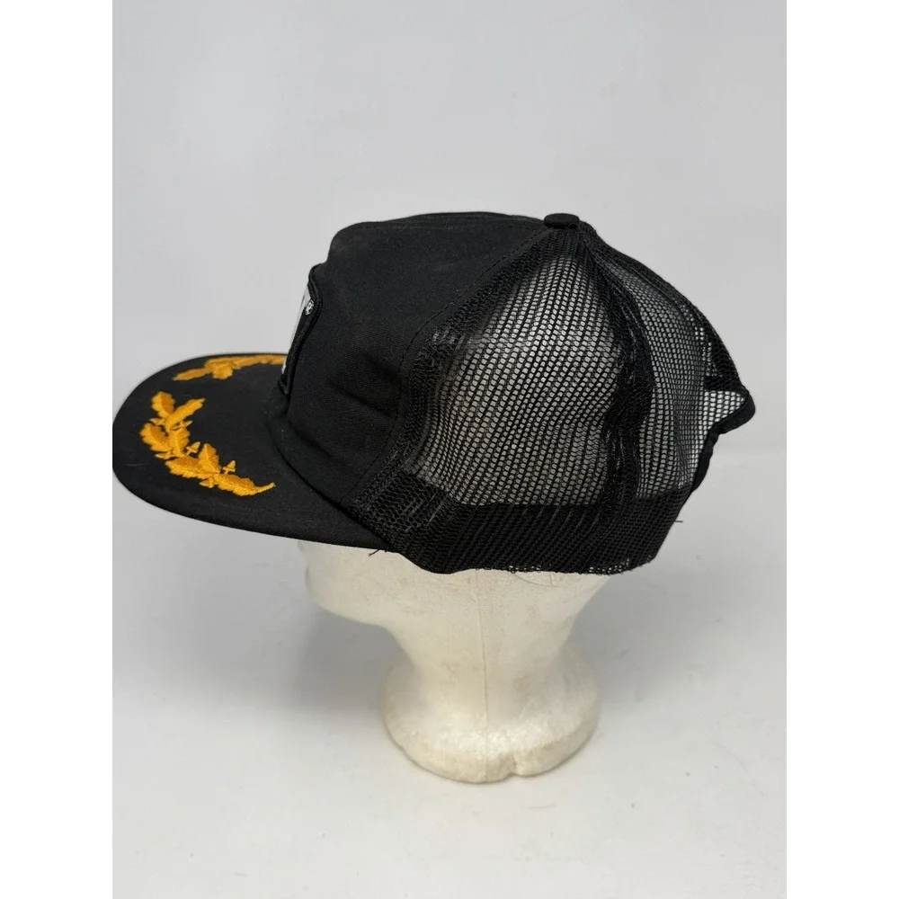 Vtg CAT Diesel Power Trucker Hat Snapback Mesh‎ Black Gold Scrambled Eggs Brim